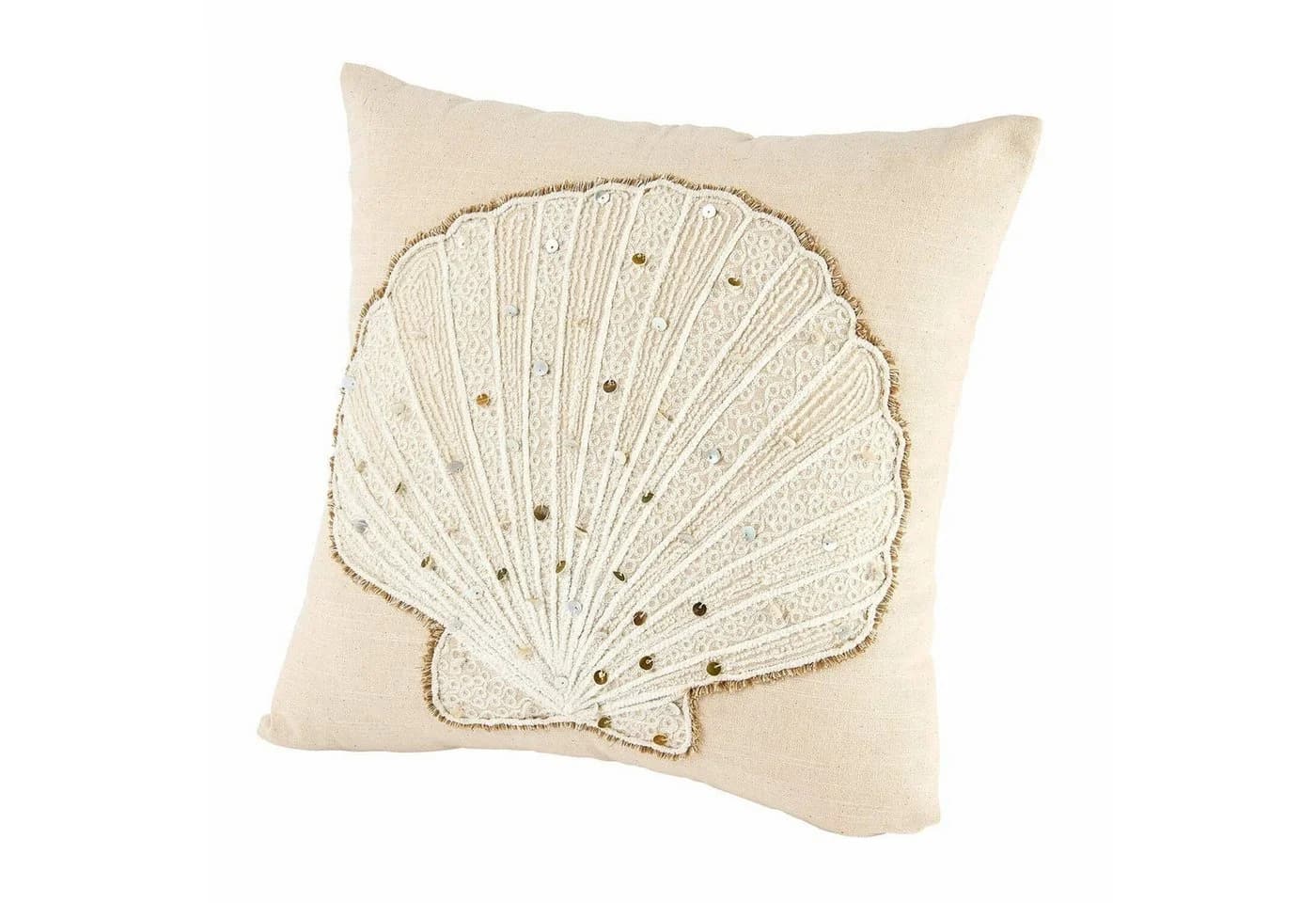 Mirabeau Kissenhülle Luiv Weiß/Beige Handbestickt Muschel - Bild 2