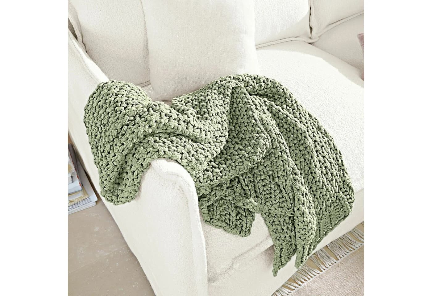 Mirabeau Tagesdecke Plaid Plixoren hellgrün 100% Baumwolle
