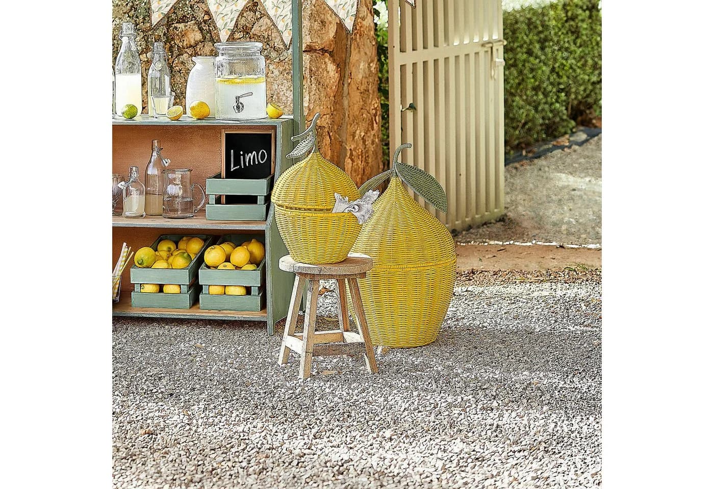 Mirabeau Dekokorb Zitronenkorb 2er Set Gelb/Grün Rattan - Bild 3