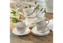 Mirabeau 6er Geschirrset Tasse mit Unterteller Weiß Steinzeug Blumenmotiv Bild 1