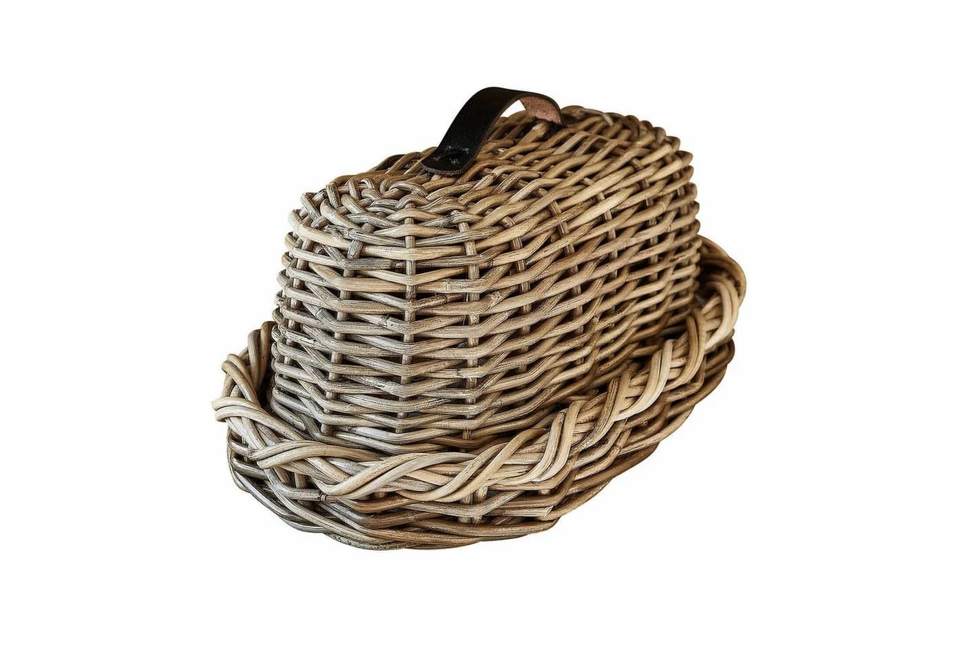 Mirabeau Brotkasten Gioialetto braun Rattan mit Lederhenkel