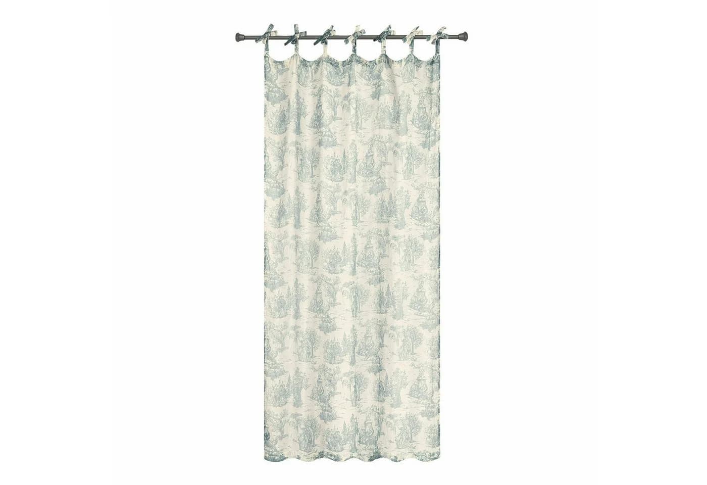 Mirabeau Gardine Dedwen Toile-de-Jouy Hellblau/Creme Bindebänder - Bild 2