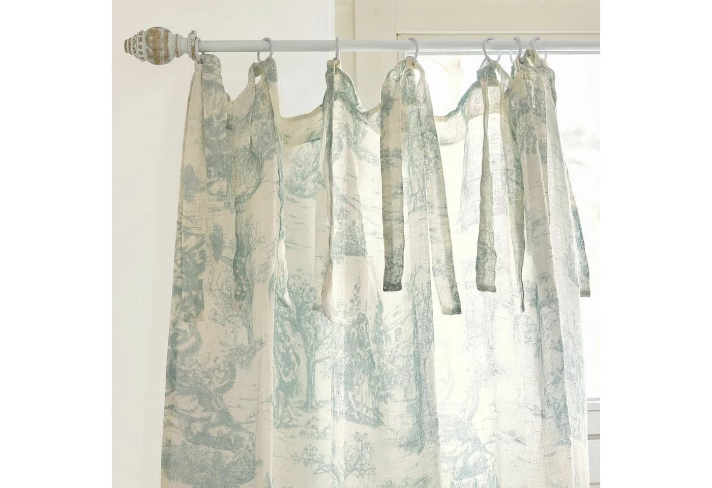 Mirabeau Gardine Dedwen Toile-de-Jouy Hellblau/Creme Bindebänder - Bild 3
