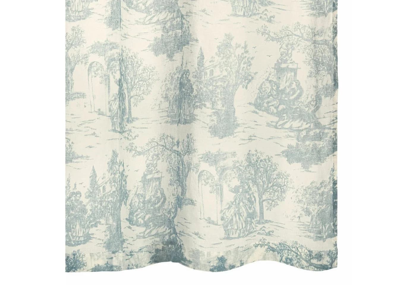 Mirabeau Gardine Dedwen Toile-de-Jouy Hellblau/Creme Bindebänder - Bild 5