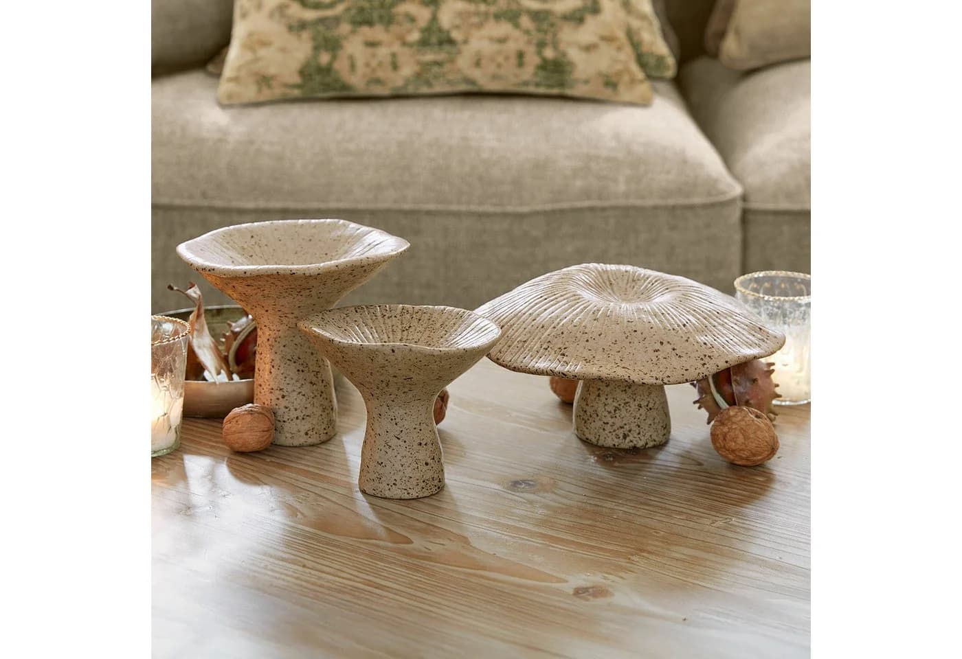 Mirabeau Deko-Pilz 3er Set Safoura beige Steingut - Bild 3