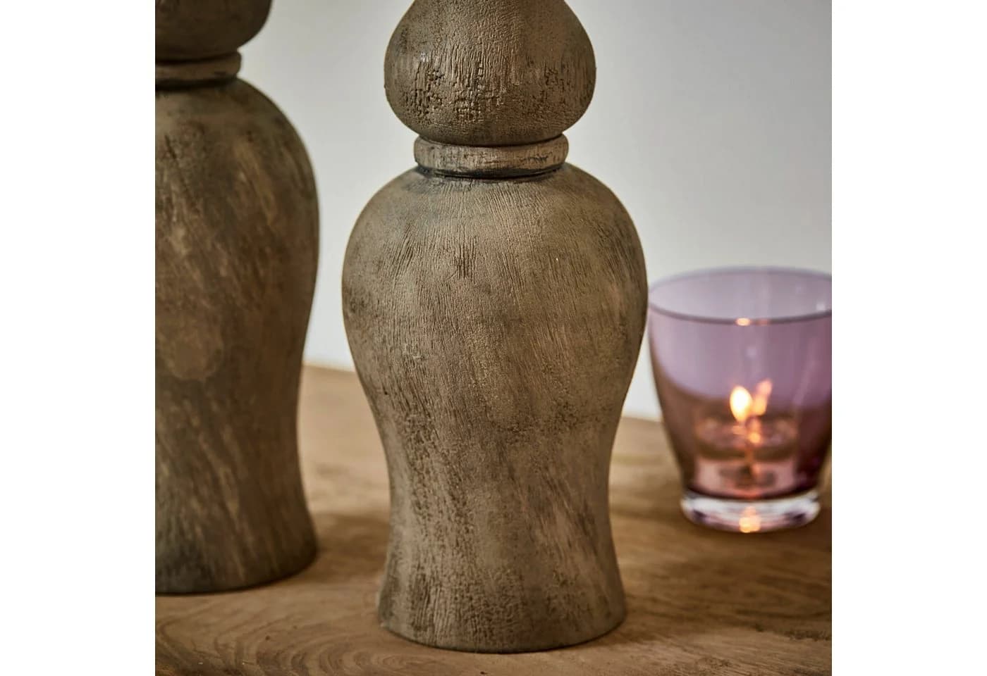 Mirabeau Kerzenständer 2er Set Fleuries-sur-Marne Mangoholz Braun - Bild 5