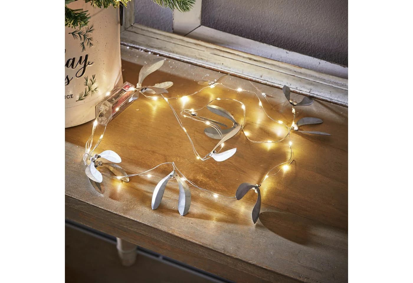 Mirabeau LED-Lichterkette Carivela Mistelzweige antikgrau/silber