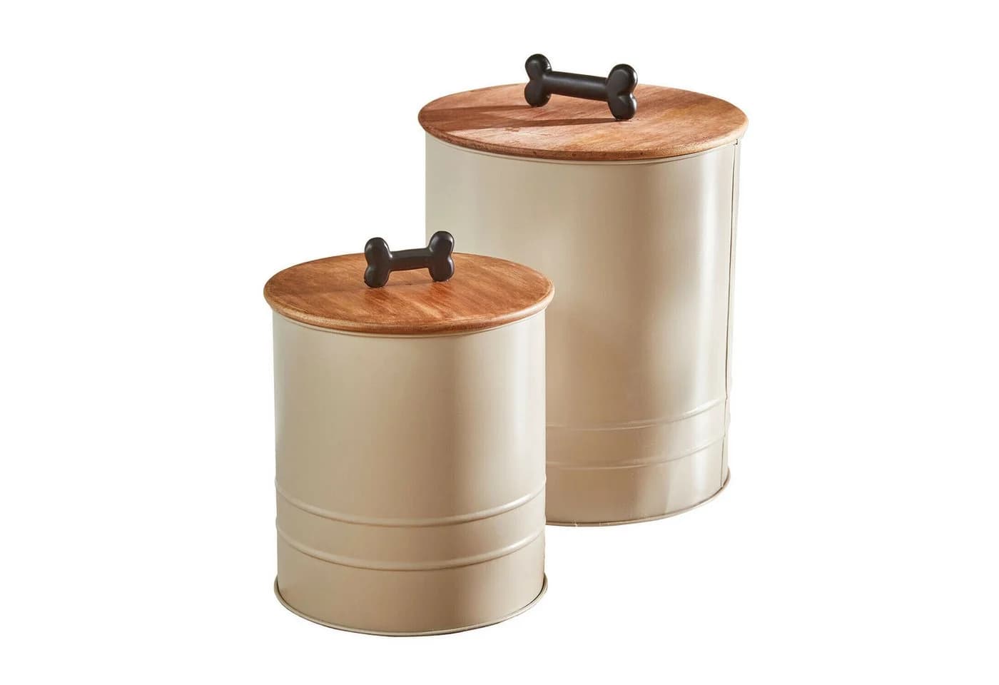 Mirabeau Futterbehälter Dose 2er Set Esteluna beige Eisen Mangoholz - Bild 2