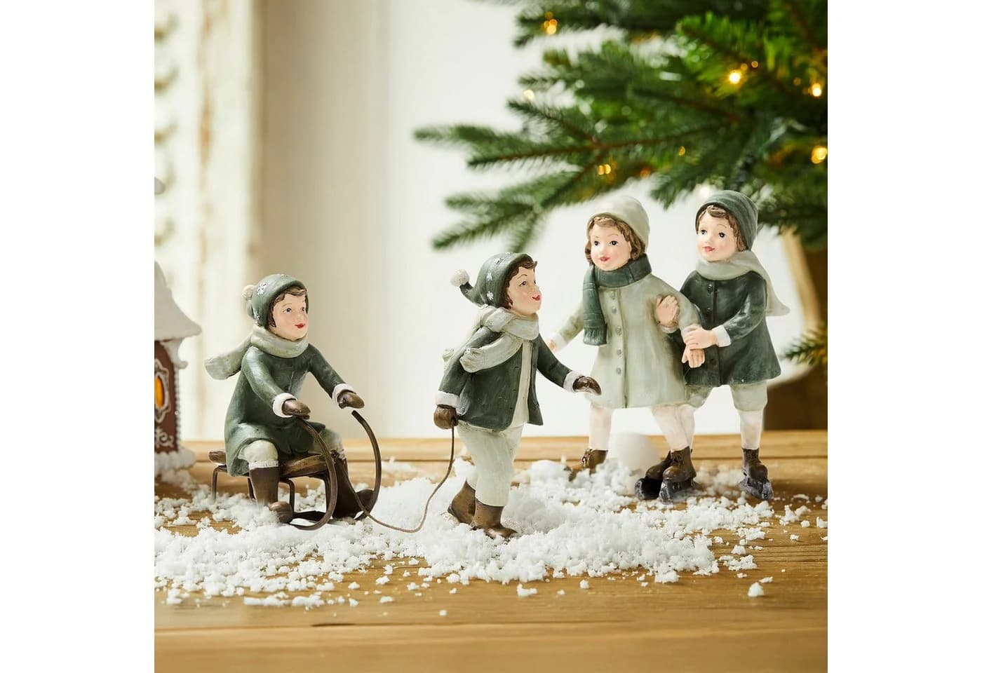 Mirabeau Weihnachtsfigur 2er Set Andros grün Polyresin