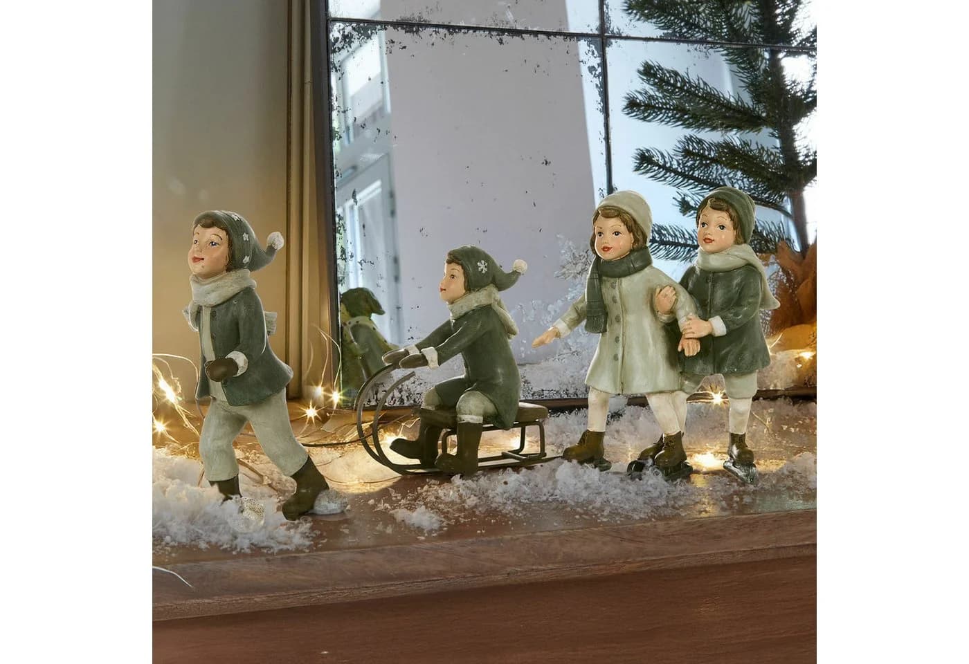 Mirabeau Weihnachtsfigur 2er Set Andros grün Polyresin - Bild 3