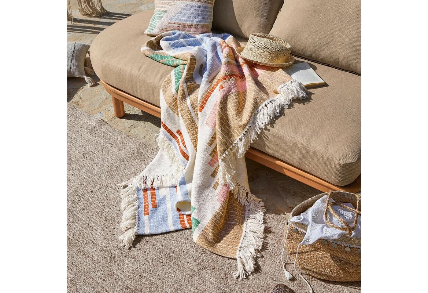 Mirabeau Tagesdecke Plaid Amapina bunt 100% Baumwolle