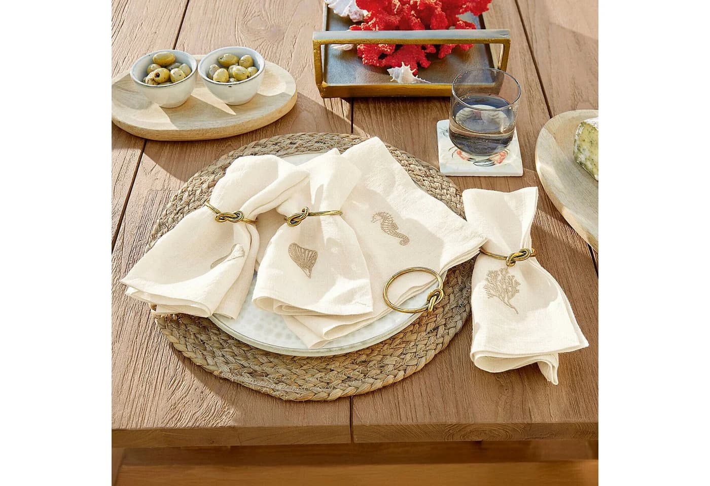 Mirabeau Stoffserviette 4er Set Celorin creme/braun Leinen
