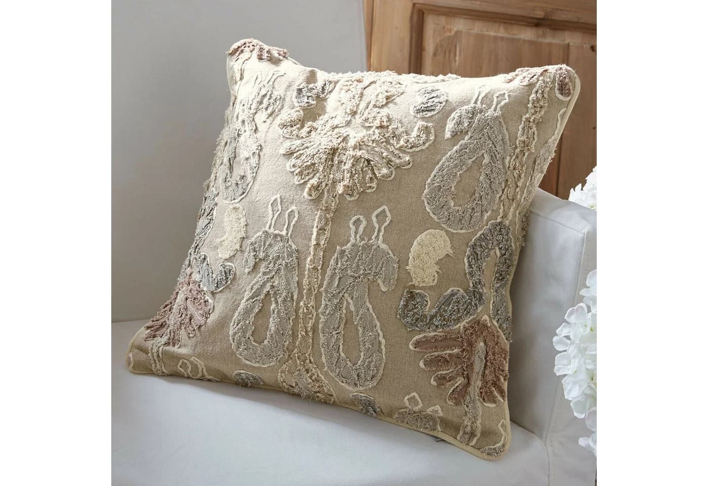 Mirabeau Kissenhülle Rahmira beige/blau/rot mit Stickerei - Bild 3