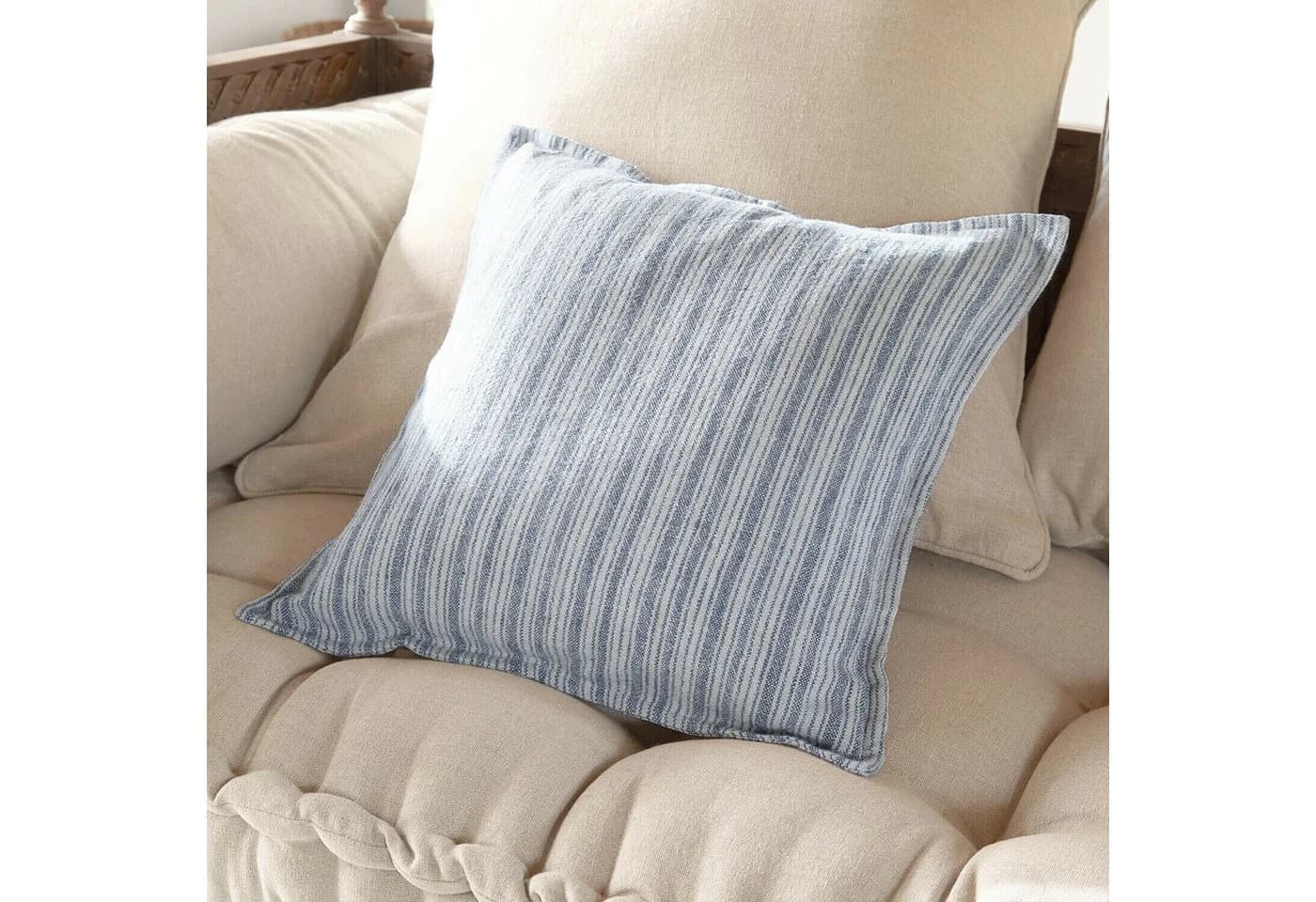 Mirabeau Kissenhülle Freydaal blau/creme Leinen
