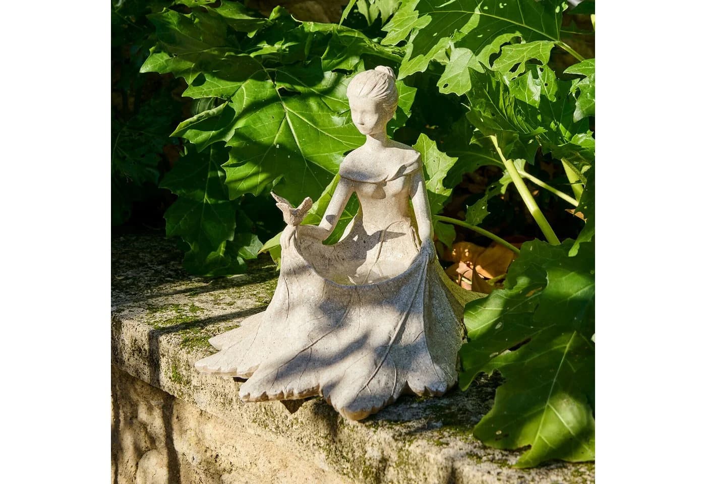 Mirabeau Gartenfigur Finnedra antikcreme Polyresin mit Vogeltränke - Bild 4