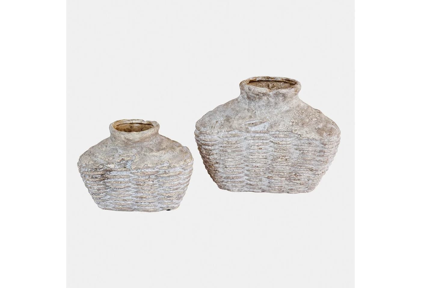 Mirabeau Übertopf Vase 2er Set Orlaithea antikbeige Grau-Beige Steinzeug - Bild 2