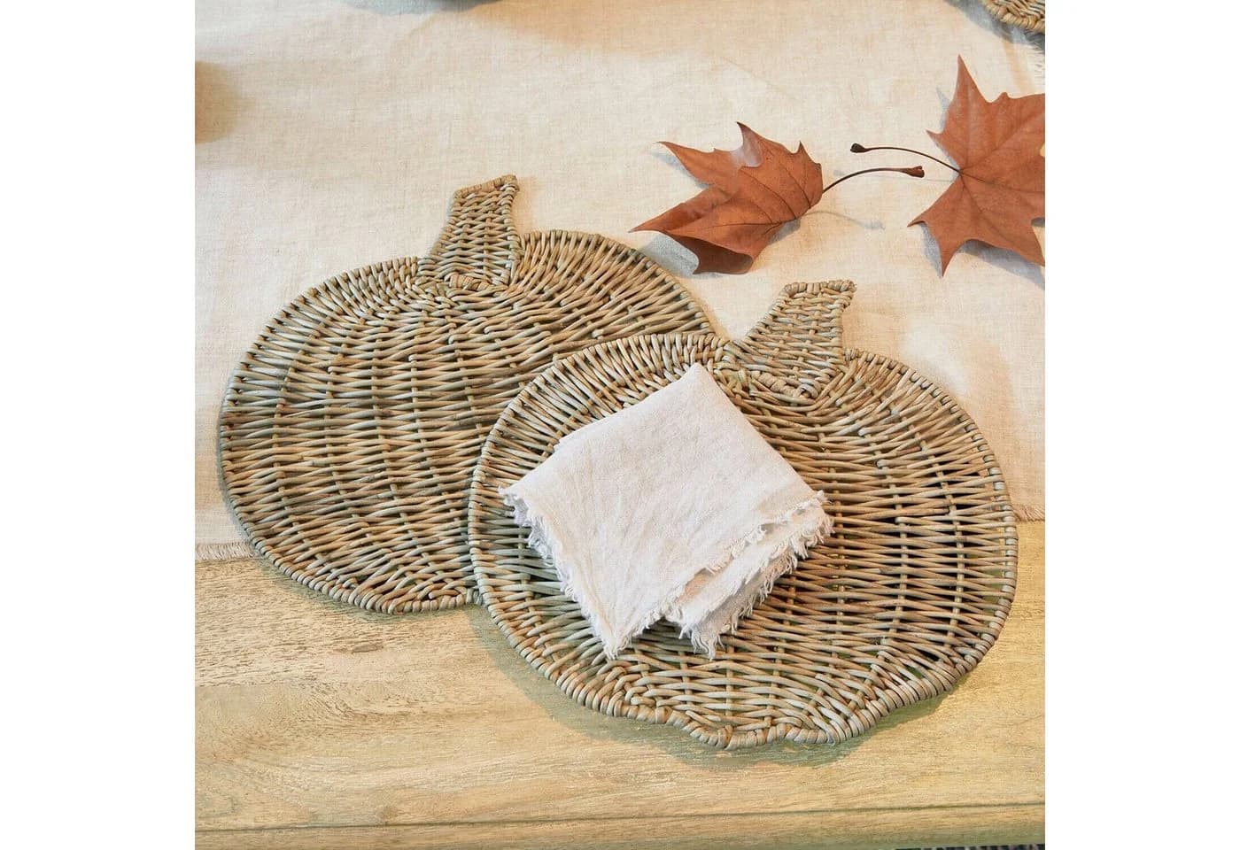 Mirabeau Platzset 2er Set Larivonne beige Rattan Kürbisform