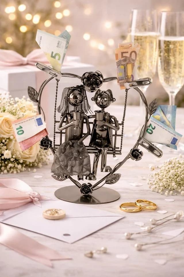Geschenk-Himmel Dekofigur Metall Paar Schaukel Geldgeschenk - Bild 3