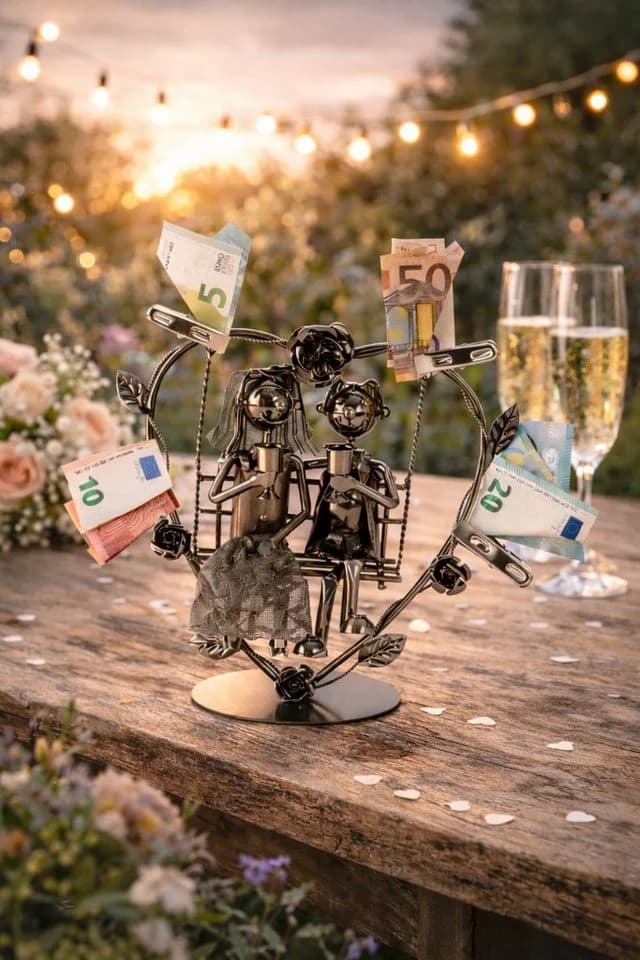 Geschenk-Himmel Dekofigur Metall Paar Schaukel Geldgeschenk - Bild 4