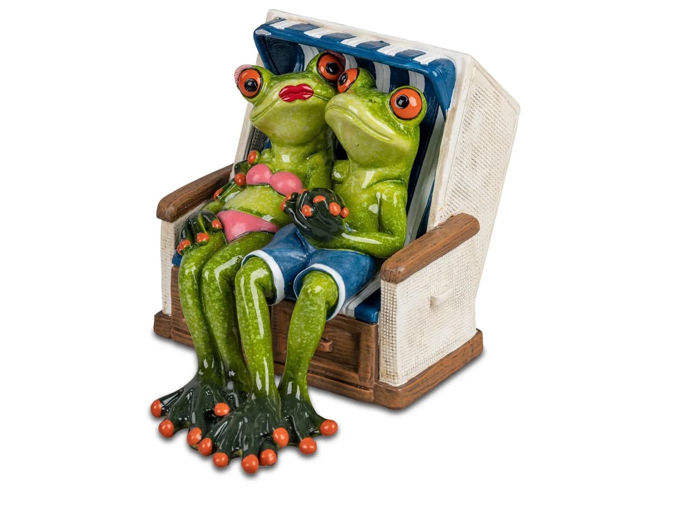 Geschenk-Himmel Dekofigur Froschpaar im Strandkorb hellgrün