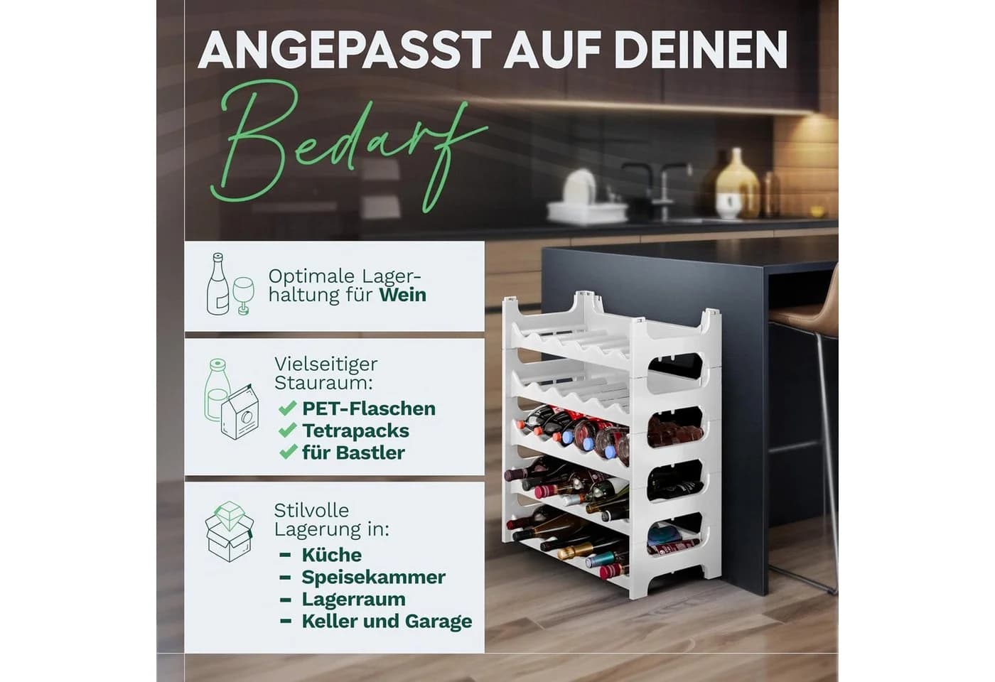 Novaliv Weinregal 6-tlg. Flaschenregal Kunststoff erweiterbar - Bild 4
