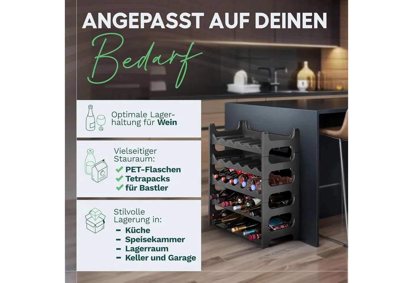 Novaliv Weinregal 6-tlg. Flaschenregal Kunststoff stapelbar - Bild 4