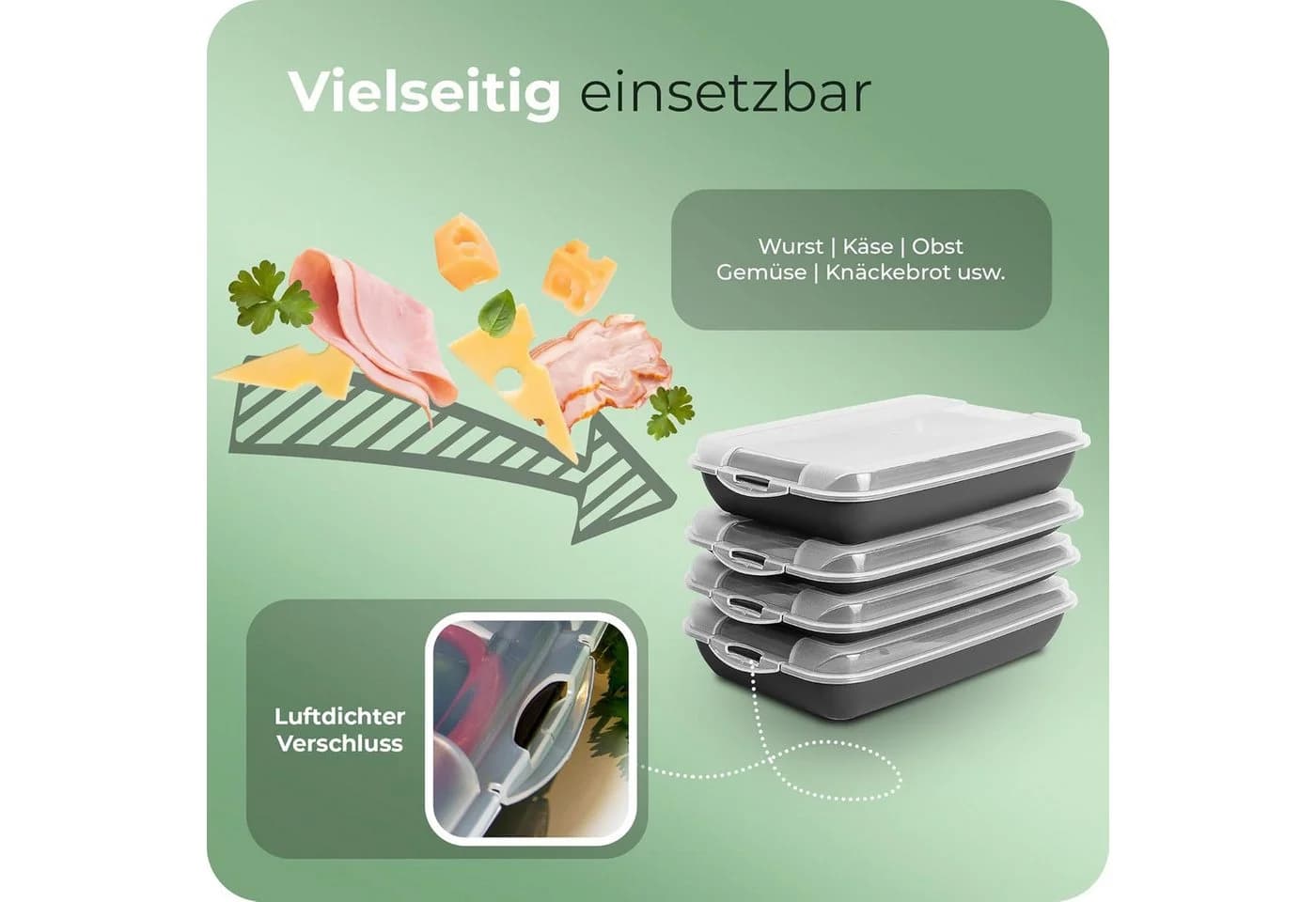 Novaliv Aufbewahrungsbox 6er-Set Anthrazit mit transparentem Deckel - Bild 3