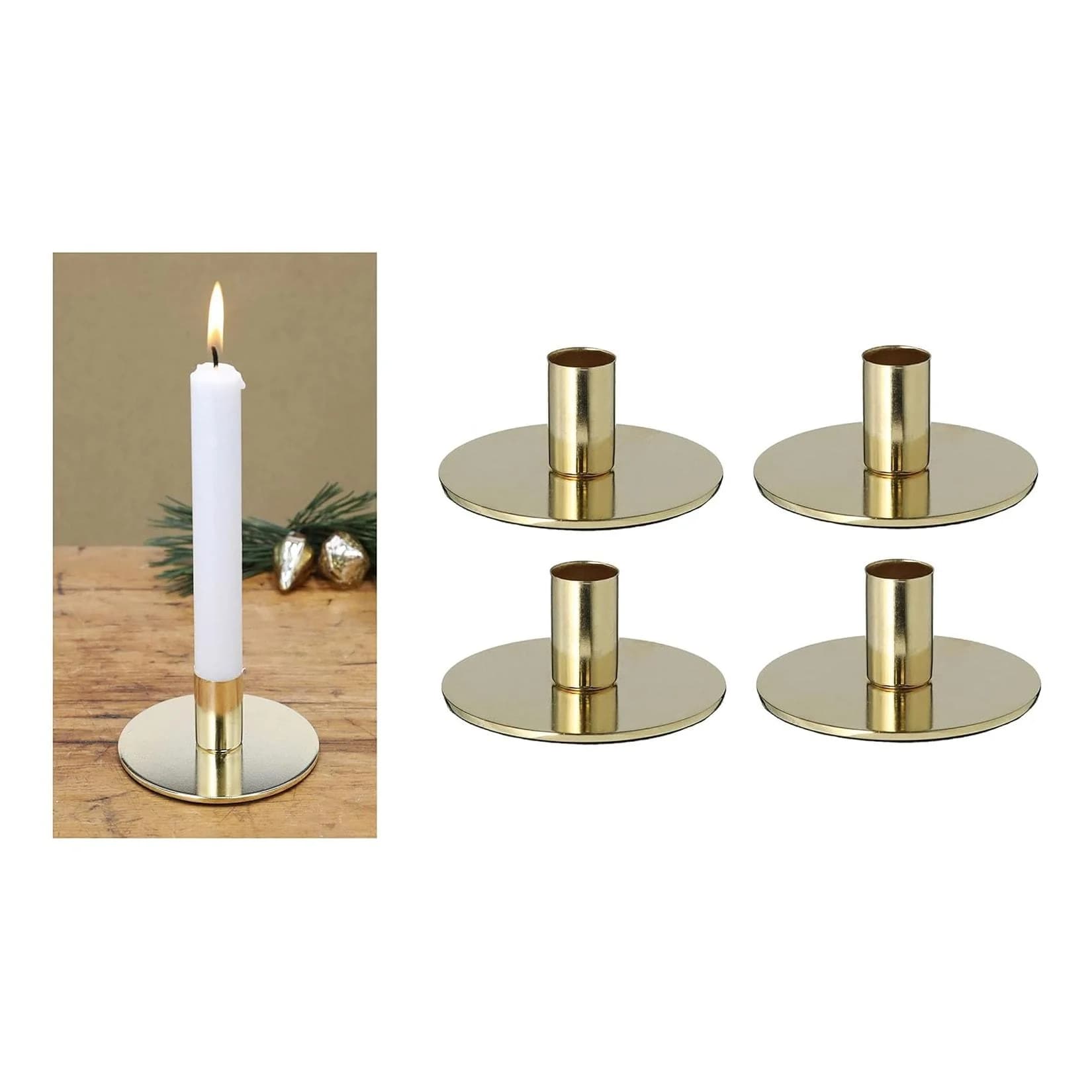 4er-Set Stabkerzenhalter Metall Gold Scandic Chic Vintage