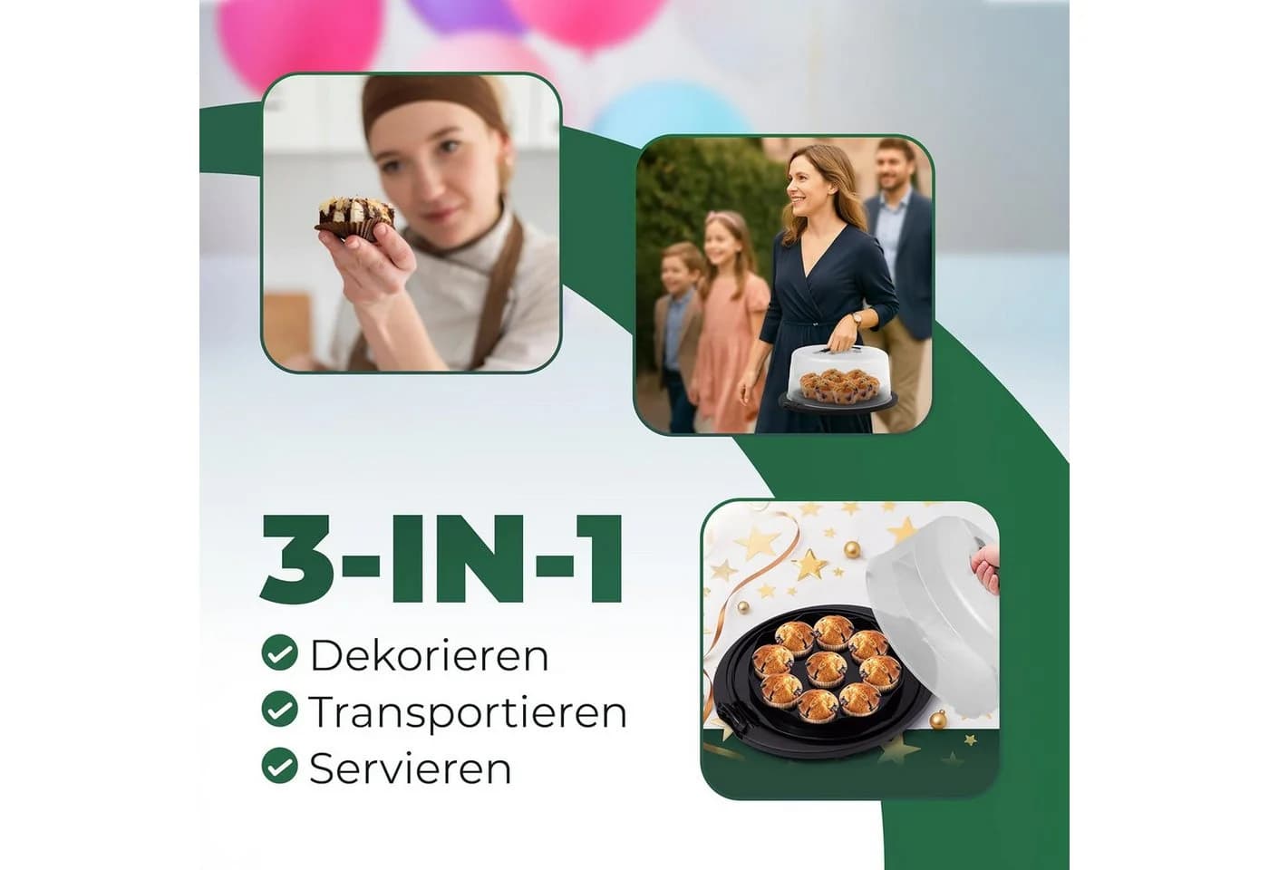 Novaliv Kuchen-Transportbox mit Kühlfach und Muffin-Behälter - Bild 4