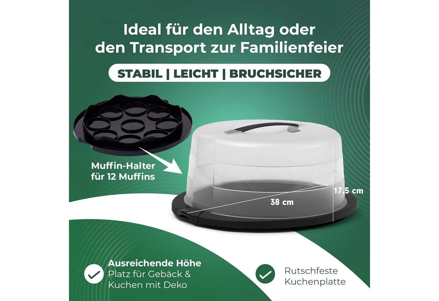Novaliv Kuchen-Transportbox mit Kühlfach und Muffin-Behälter - Bild 5