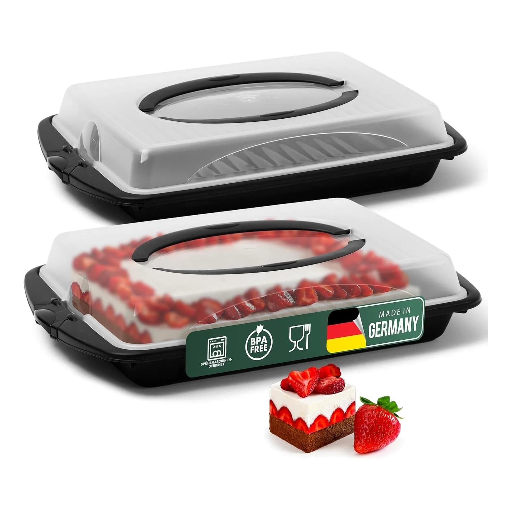 Novaliv 3er-Set Kuchen-Transportbox