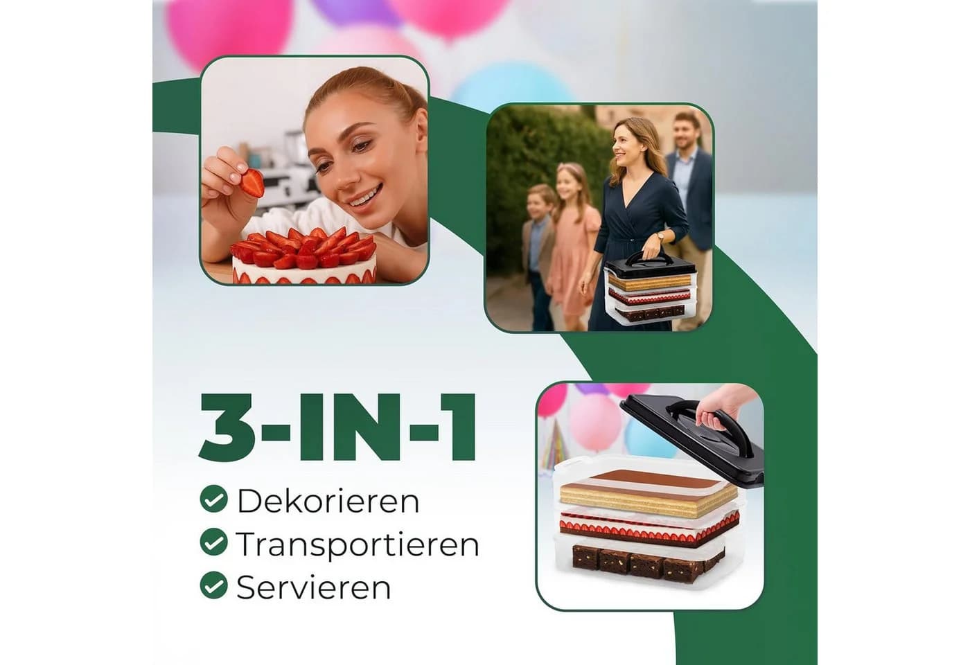 Novaliv Kuchen-Transportbox Transparent mit Klickverschluss - Bild 4