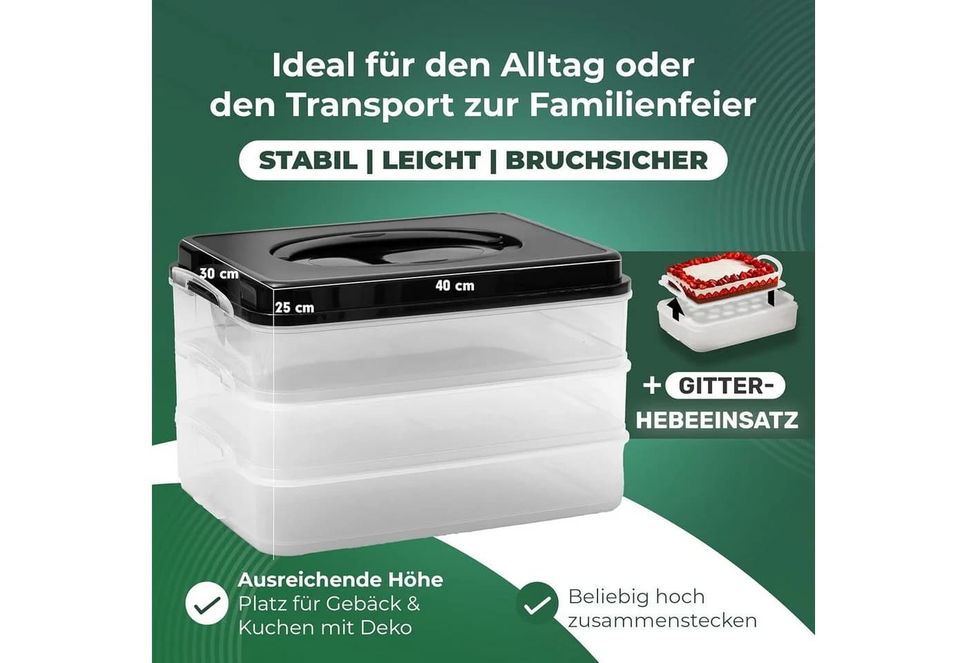 Novaliv Kuchen-Transportbox Transparent mit Klickverschluss - Bild 5