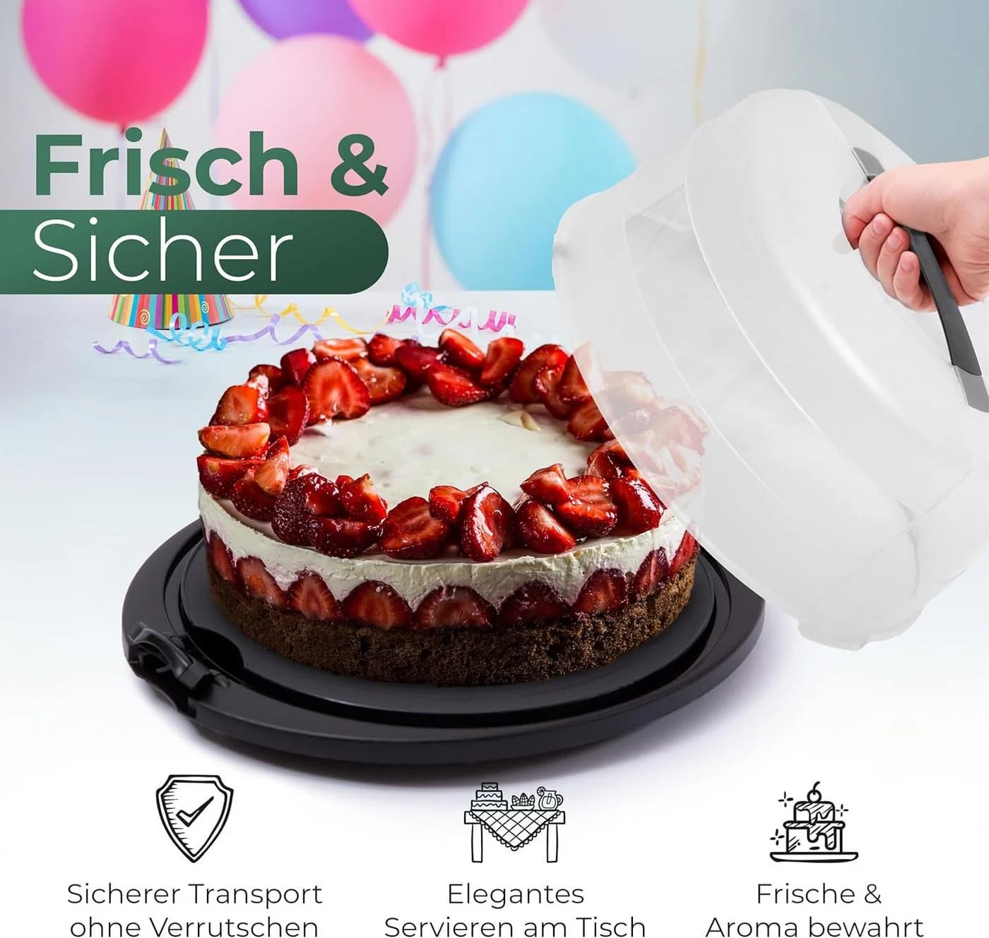 Novaliv Kuchen-Transportbox 3er Set Rund, Eckig und Rechteckig