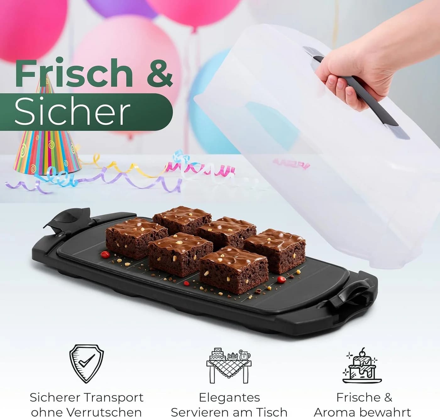 Novaliv Kuchen-Transportbox 3er Set Rund, Eckig und Rechteckig - Bild 3