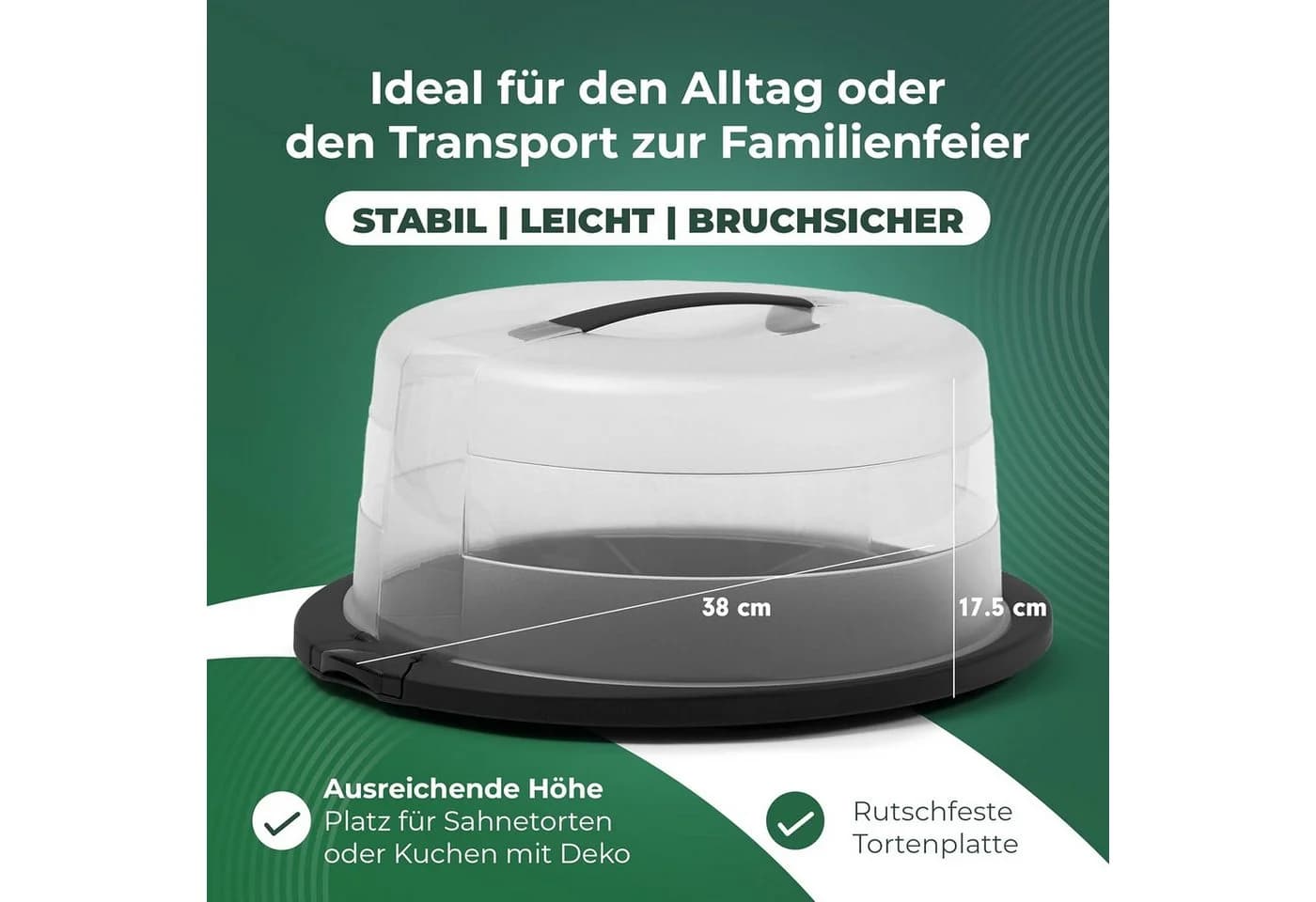 Novaliv Kuchen-Transportbox 3er Set Rund, Eckig und Rechteckig - Bild 4