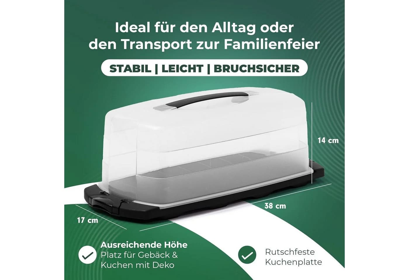 Novaliv Kuchen-Transportbox 3er Set Rund, Eckig und Rechteckig - Bild 5