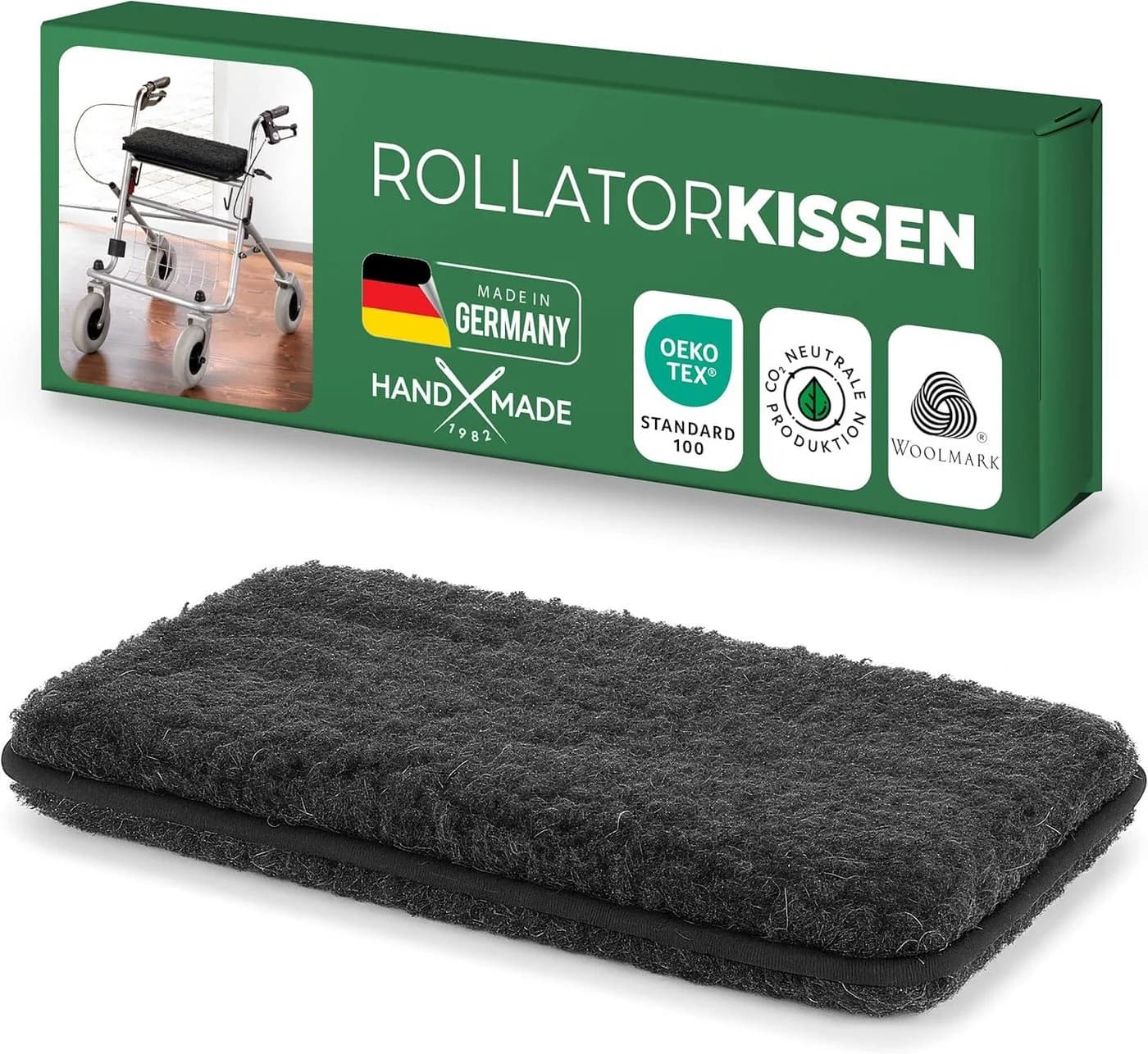 Novaliv Rollatorkissen Anthrazit 100% Schurwolle - Bild 2