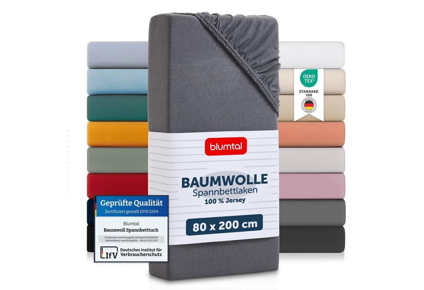 Blumtal Spannbettlaken 100% Baumwolle Grau Jersey - Bild 2