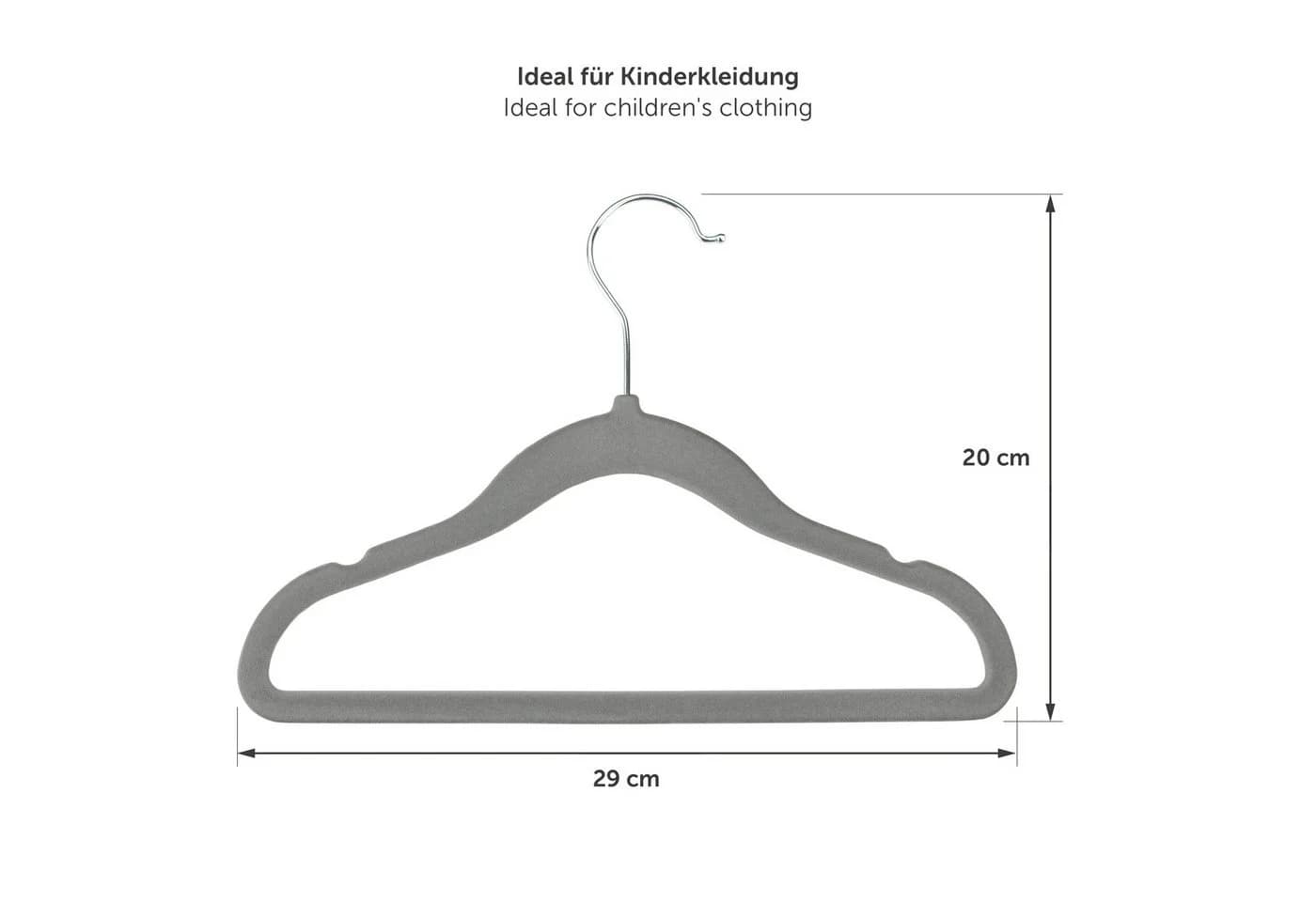 Laleni Kinder-Kleiderbügel 50-tlg. Grau Samt rutschfest 360° drehbar - Bild 5