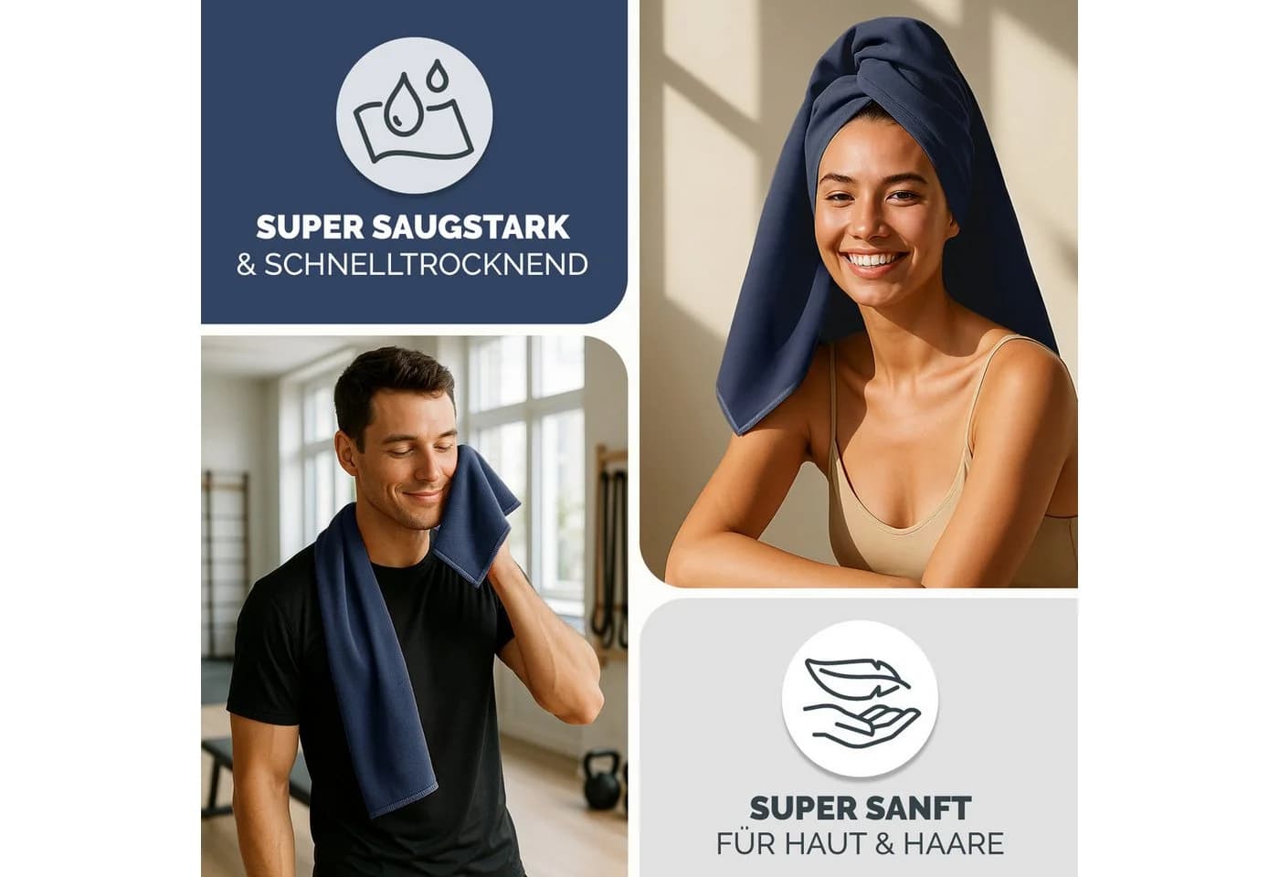 Blumtal Sporthandtuch Mikrofaser 2er Set Ultraleicht & Schnelltrocknend - Bild 4
