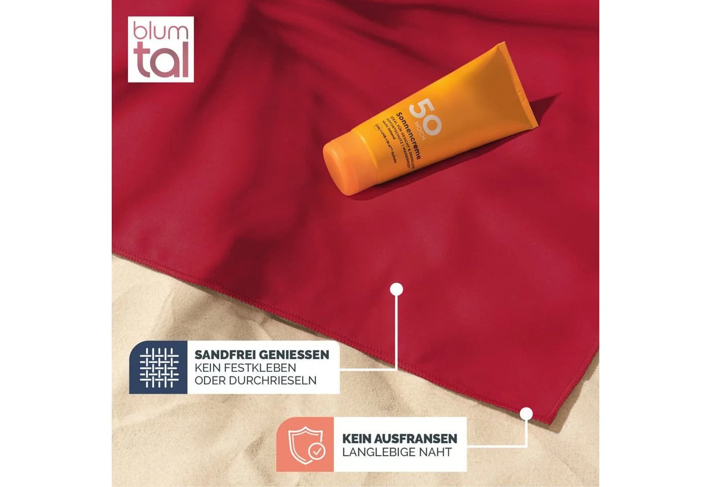 Blumtal Sporthandtuch Mikrofaser 2er Set Rot Ultraleicht