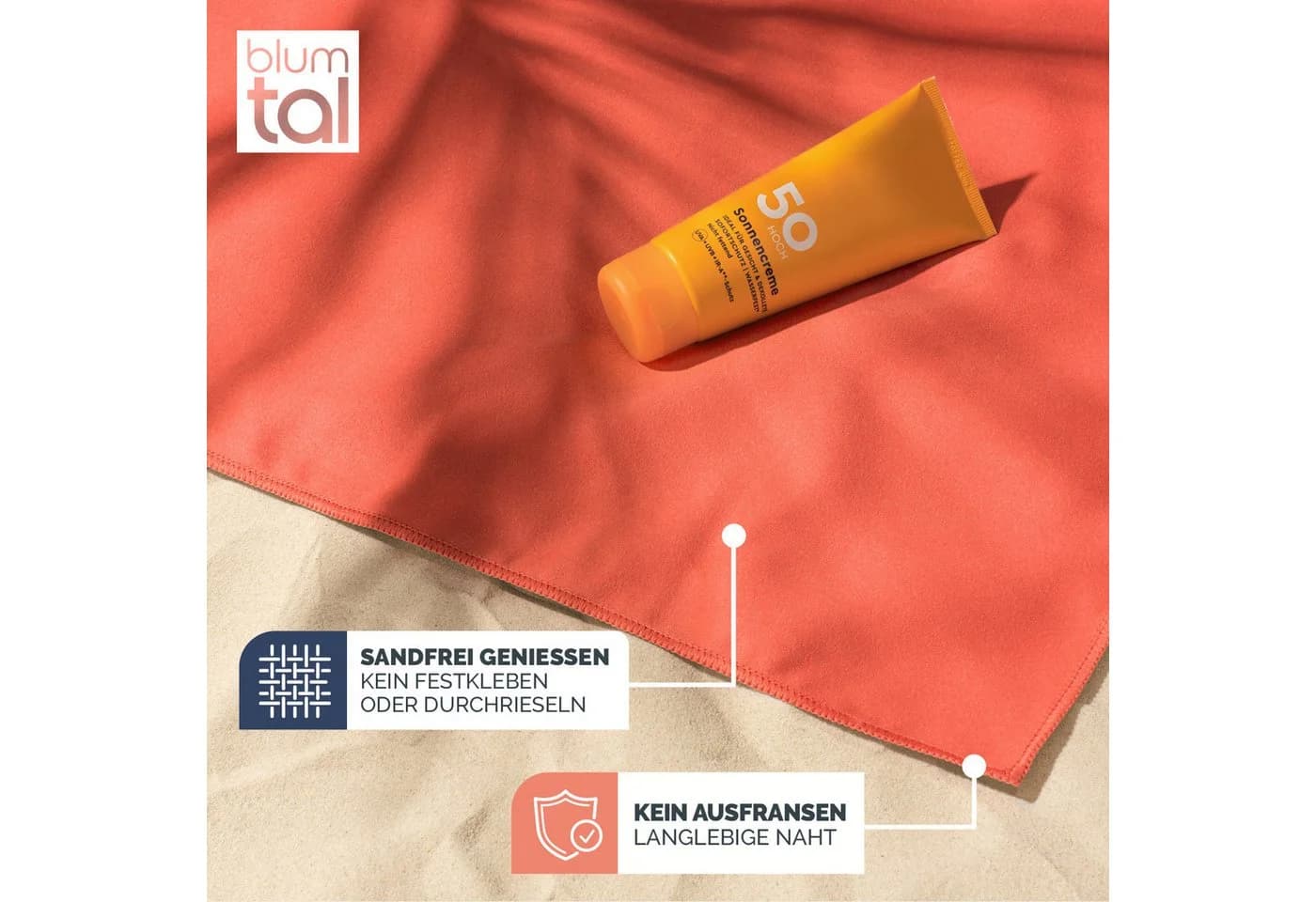 Blumtal Mikrofaser Sporthandtuch Coral-Rot Kompakt & Schnelltrocknend
