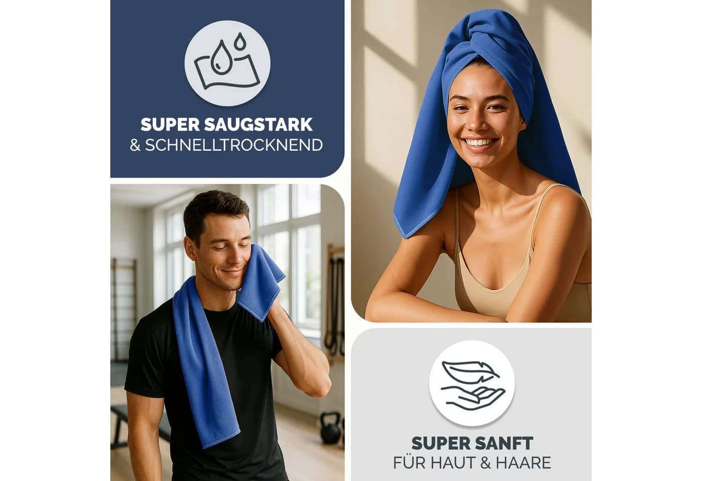 Blumtal Sporthandtuch Mikrofaser Blau Reisehandtuch - Bild 4