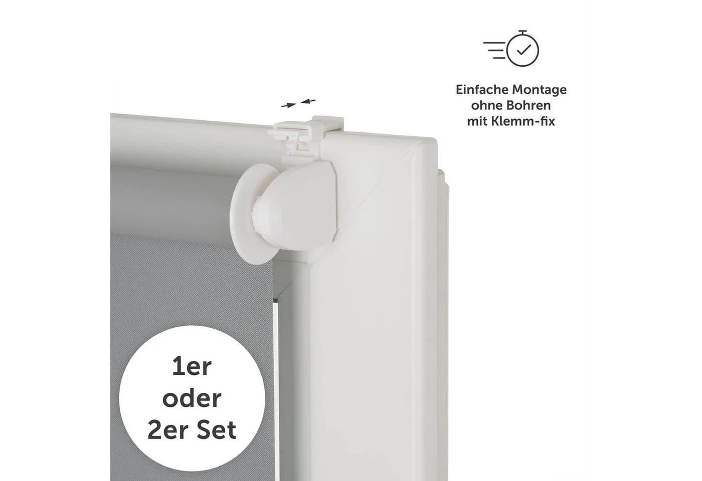 Blumtal Doppelrollo Verdunklungsrollo Klemmfix Weiß