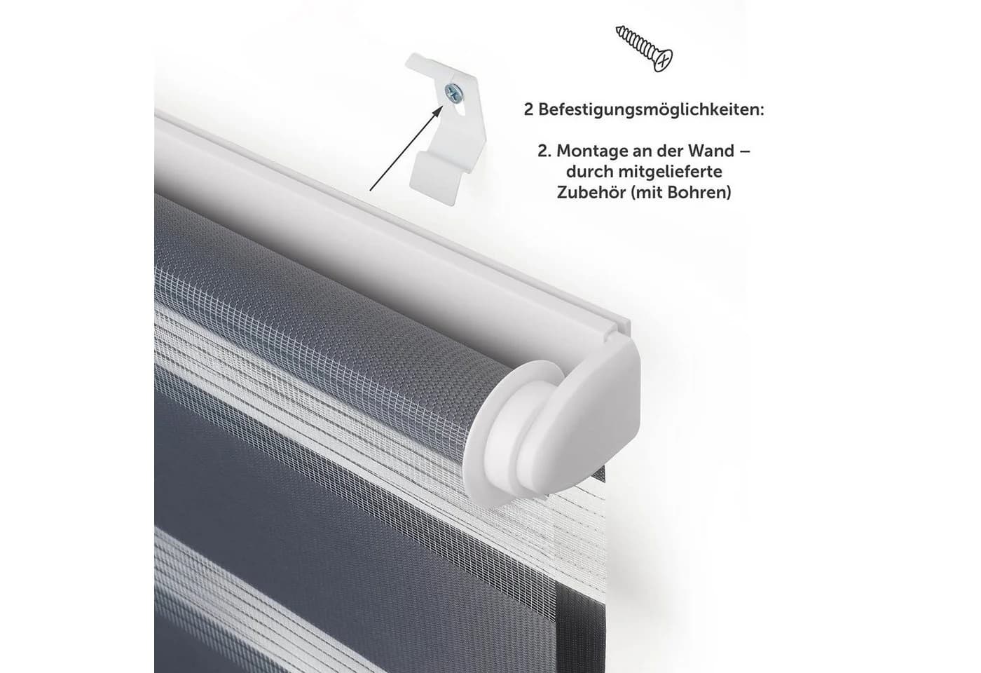 Blumtal Doppelrollo Klemmfix Fenster ohne Bohren Verdunkelung Beige/Weiss - Bild 3