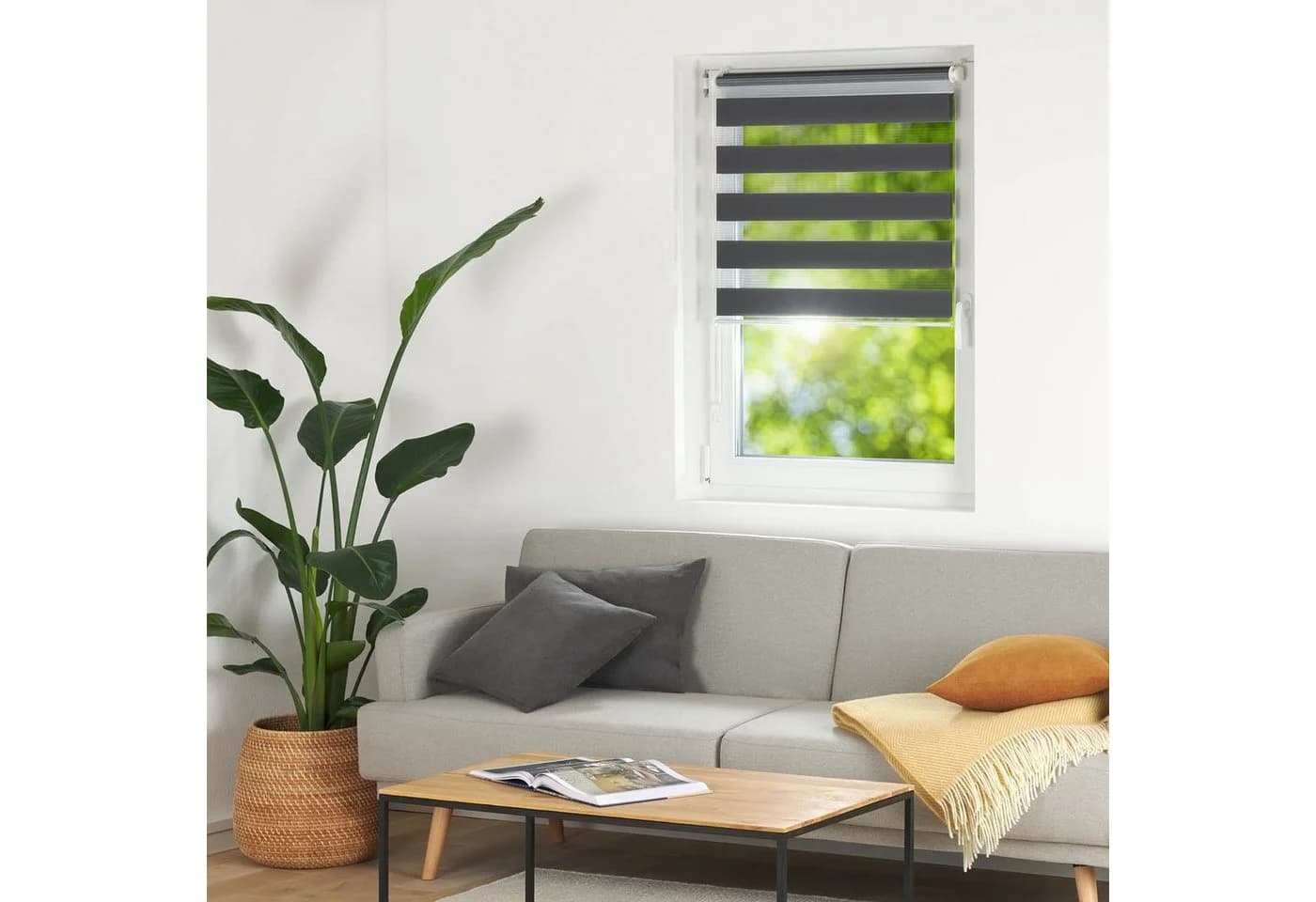 Blumtal Doppelrollo Klemmfix Fenster ohne Bohren Verdunkelung Beige/Weiss - Bild 4