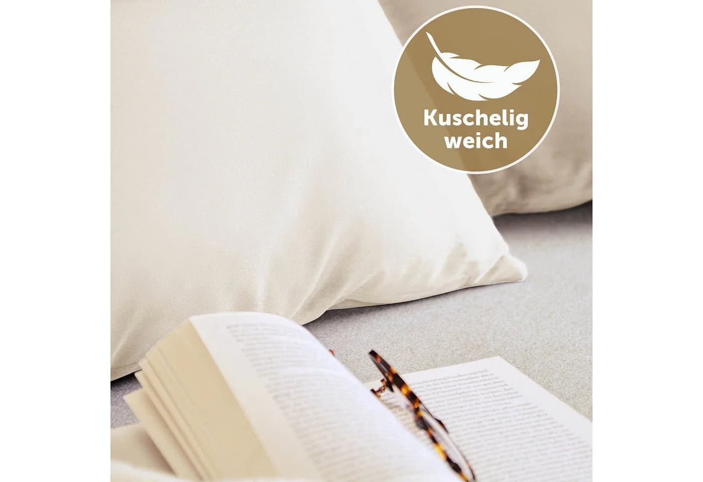 Blumtal Kissenbezug 2er Set Samt Weiß Versteckter Reißverschluss - Bild 3
