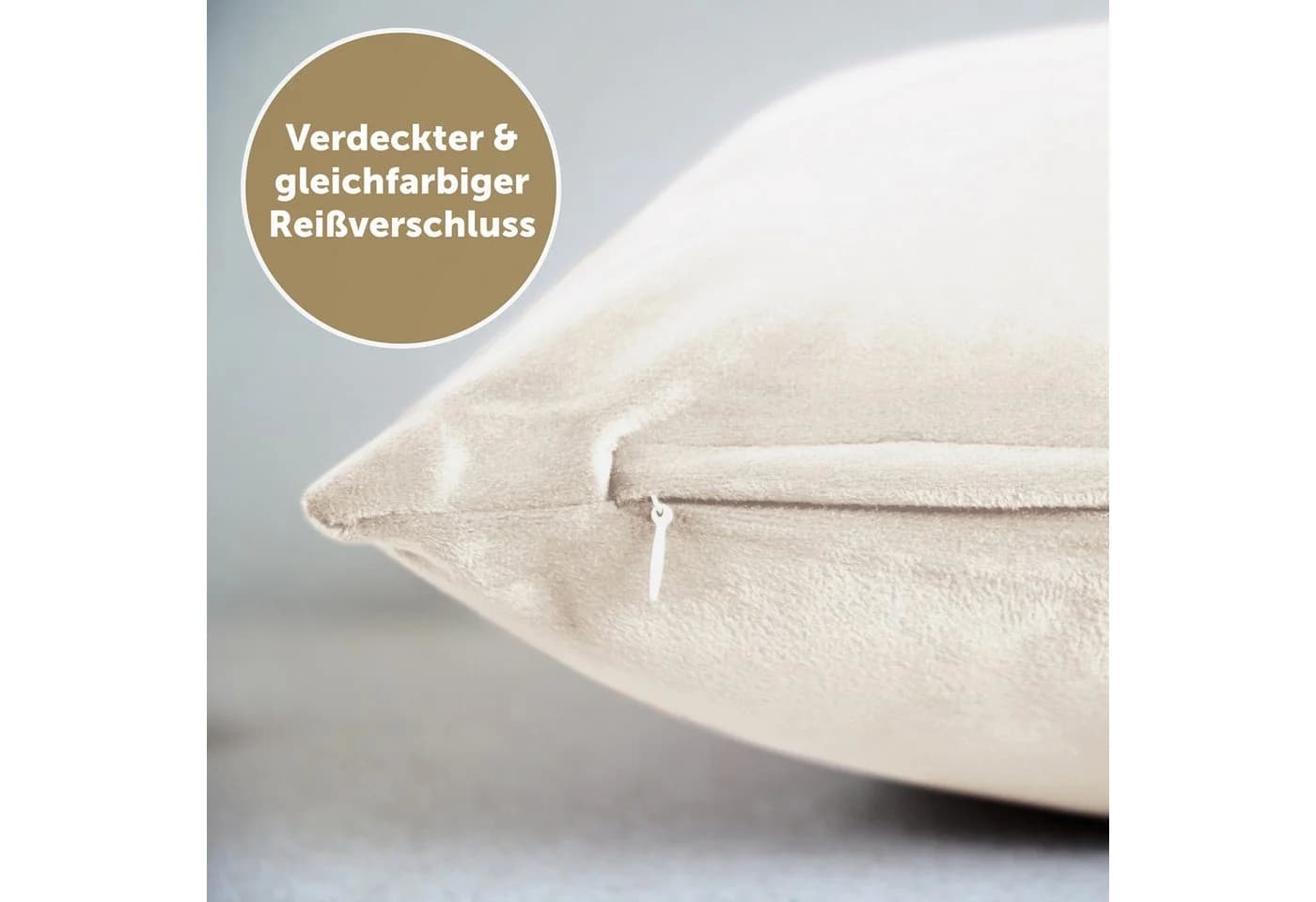 Blumtal Kissenbezug 2er Set Samt Weiß Versteckter Reißverschluss - Bild 4