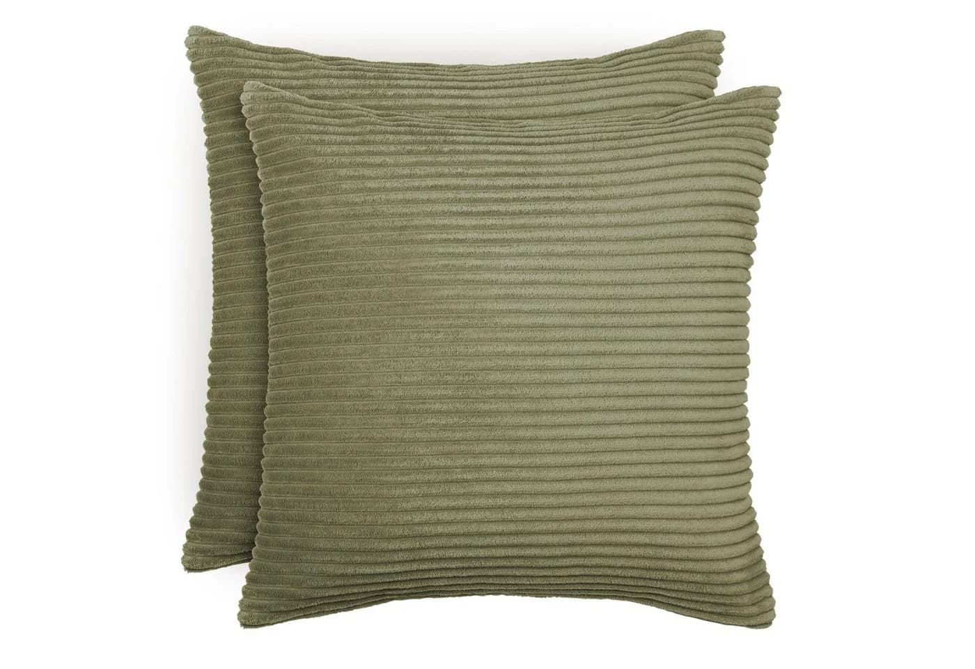 Blumtal Kissenhülle 2er Set Cord 40x40 cm Grün Versteckter Reißverschluss - Bild 2